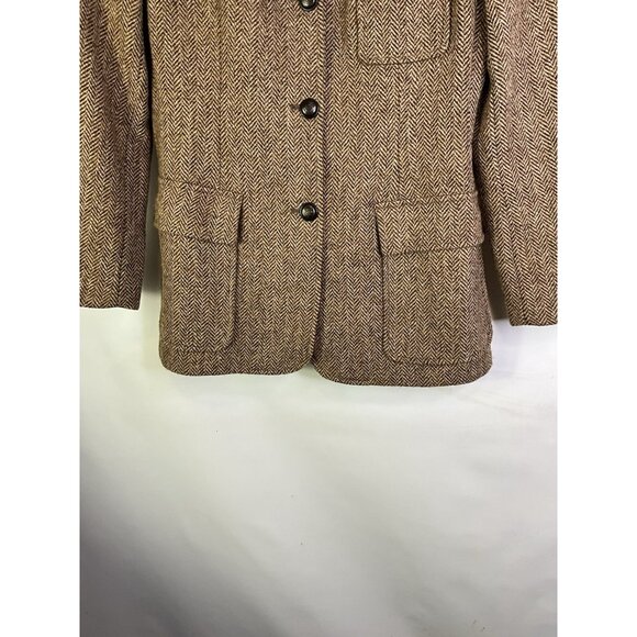 Vintage 80s Wool Tweed Elbow Patch Blazer Jacket USA Equestrian Preppy - Picture 2 of 9